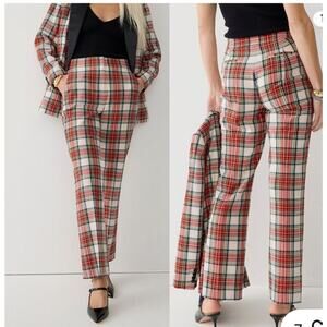 J.Crew Willa Snowy Stewart Tartan Wool Cropped Flare Office Preppy Chic Sz 4